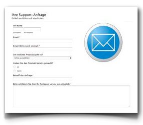 Support-Anfrageformular auf timdaugs.com