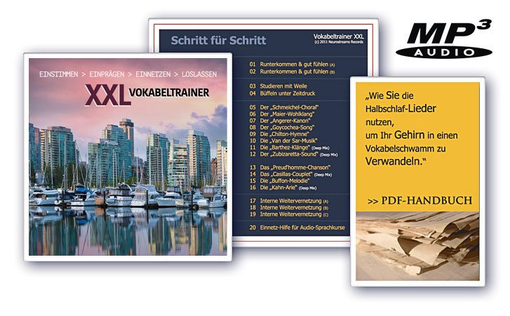 Das Paket XXL Vokabeltrainer: MP3-Kollektion, Trackliste und PDF-Handbuch