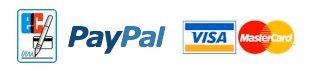 Zahlungsarten: Rechnung, PayPal, Visa, Mastercard